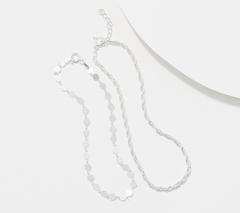 Sterling Silver Set of 2 Polished Anklets By Silver Style