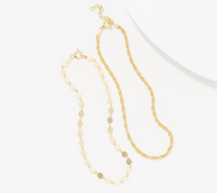 Goldclad Sterling Silver Set of 2 Polished Anklets By Silver Style