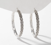 Sterling Silver Byzantine 2" Hoop Earrings By Silver Style