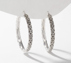 Sterling Silver Byzantine 2" Hoop Earrings By Silver Style