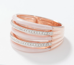 Affinity Sterling Silver Enamel Diamond 0.15cttw 5-Row Ring Size 6