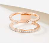 Affinity Diamonds Rose-Clad Sterling Silver Connected Band Ring, Size 11