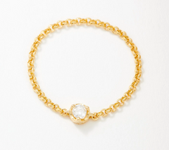 Affinity Gold-Over Sterling Silver Diamonds Chain Ring Size 8