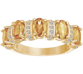 14K Gold Plated Yellow Beryl & White Zircon Ring, Size 6