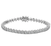 Diamonique Platinum Clad Sterling Silver Tennis Bracelet 6-3/4"
