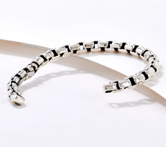 JAI Sterling Silver Box Chain Cuff Bracelet, 8"