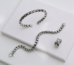 JAI Sterling Silver Box Chain Cuff Bracelet, 8"