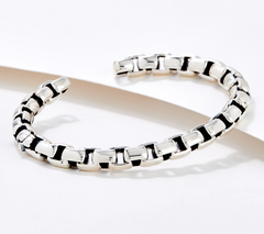 JAI Sterling Silver Box Chain Cuff Bracelet, 8"