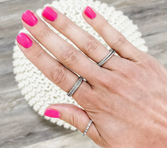 Diamonique Sterling Silver Set of 4 Round & Emerald Cut Stack Rings Sterling Silver Size 5