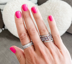 Diamonique Sterling Silver Set of 4 Round & Emerald Cut Stack Rings Sterling Silver Size 5