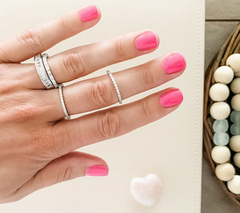 Diamonique Sterling Silver Set of 4 Round & Emerald Cut Stack Rings Sterling Silver Size 5