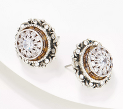 Mustard Seed Crystals Silvertone Round Embellished Stud Elegant Earrings