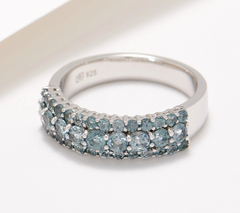 Vault Gray Spinel 3-Row Band Sterling Silver Ring Size 8