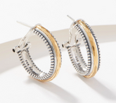 Or Paz Yellow Gold-Plated Sterling Silver Beaded Textured Hoop Earrings