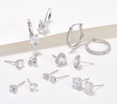 Diamonique Rhodium-Plated Sterling Silver Set of 5 Earring Gifts