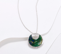 Generations Gems Carved Azurite Gemstone Sterlung Silver Necklace