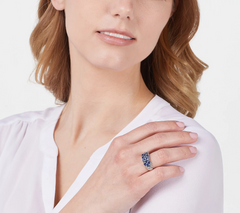 Kashmir Blue Kyanite 3-Row Sterling Silver Band Ring Size 10