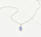 Generation Gems Exotic Tanzanite Zircon Oval Pendant Sterling Silver, 18"