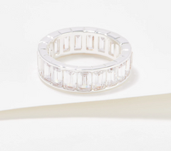 Kirks Folly Silvertone Clear Crystal Eternity Ring Size 6