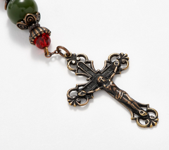 Connemara Marble Cardinal Antiqued Finished Rosary