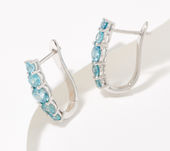 Generation Gems Sterling Silver Graduated Round Blue Zircon Half Hoop Earrings