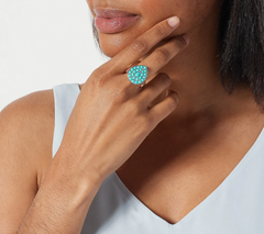 Anillo de turquesa en forma de pera "La Bella Durmiente" de Affinity Gems, talla 8, plata de ley