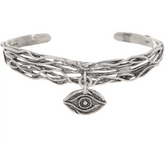 Or Paz Sterling Silver Evil Eye Charm Dangle Cuff Large