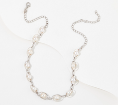 Affinity Cultured Pearls Oval Link Necklace, Sterling Silver