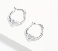Adorna 14k White Gold Heart Huggie Hoop Earrings