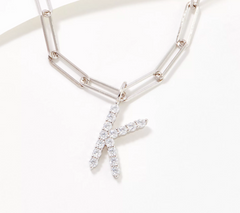 Collar Diamonique con clip y inicial "J" en plata de ley