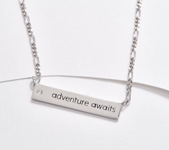 Diamonique Sterling Silver 925 CZ "Adventure Awaits" Adjustable Necklace 16"