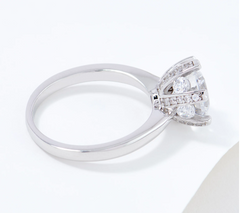 Diamonique Sterling Silver 120 Facet Prestige Round Cut Cocktail Ring Size 5