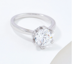 Diamonique Sterling Silver 120 Facet Prestige Round Cut Cocktail Ring Size 5