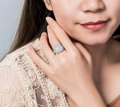 Diamonique Sterling Silver Cluster Style Cocktail Ring Size 9