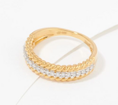 Anillo de plata de ley con banda de cuerda revestida de rosas Accents by Affinity, talla 7