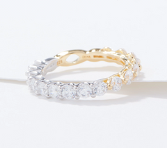 Diamonique x Udi Love Sterling Silver Plus Two-Tone Band Ring, Size 8