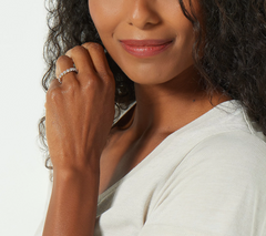 Diamonique x Udi Love Sterling Silver Plus Two-Tone Band Ring, Size 8