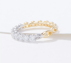 Diamonique x Udi Love Sterling Silver Plus Two-Tone Band Ring, Size 8