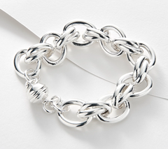 UltraFine 950 Silver Choice of Link Magnetic Bracelet, Large