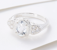 JMH Jewelry Sterling Silver White Topaz Ring Size 6