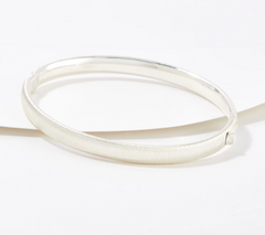 UltraFine 950 Silver Polished Finished Oval Tube Hinged design Bangle 6-3/4"