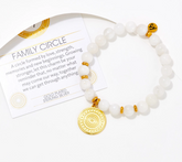 T.Jazelle Moonstone Gemstone & Family Circle Charm Beaded Gold Clad SS Bracelet