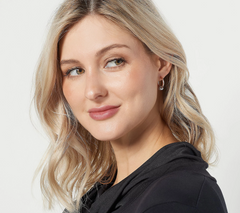 Diamonique Roundel 14K Rose Clad Sterling Silver Hoop Earrings