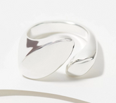 UltraFine Silver Polished Double Signet Bypass Ring Size 8