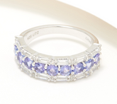 Generation Gems Sterling Silver Exotic Tanzanite & White Topaz Band Ring Size 6