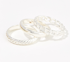 UltraFine 950 Silver Set of 3 Textured Rings Size 8