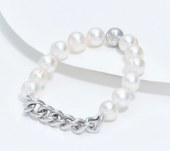 Affinity Cultured Pearls Curb Link Sterling Silver Bracelet Avg