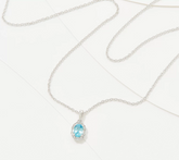 Generation Gems Sterling Silver Exotic Slue Zircon Oval Pendant