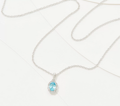 Generation Gems Sterling Silver Exotic Slue Zircon Oval Pendant
