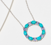 Affinity Gems Sterling Silver Turquoise & Tanzanite Circle Necklace